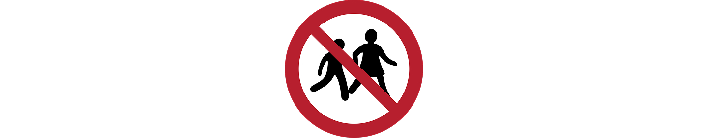 Kein Zutritt für Kinder Rotes Kreisverbotssymbol mit durchgestrichenen Kindern – Kein Zutritt für Kinder.