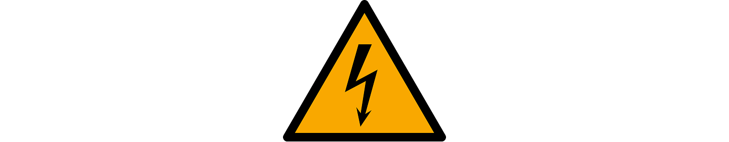 Warnung vor elektrischer Spannung Gelbes Warndreieck mit Blitzsymbol – Warnung vor elektrischer Spannung.