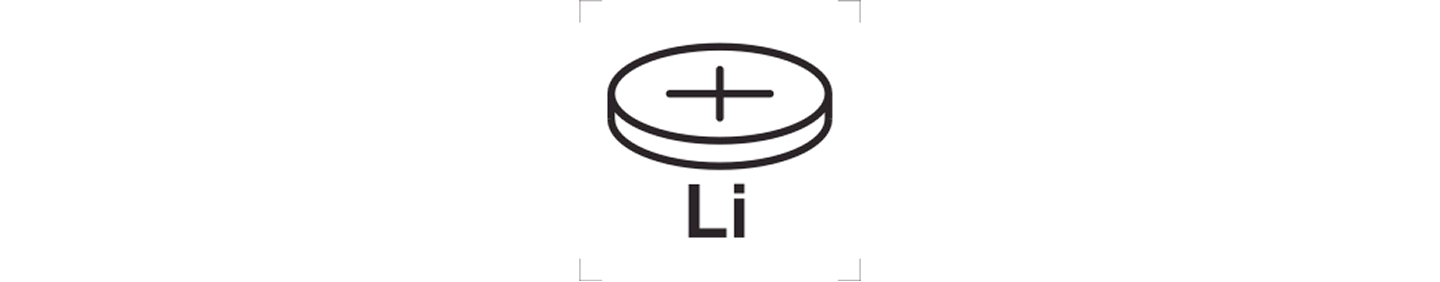 Das Produkt enthält eine Knopfzelle oder Batterie mit nichtwässrigem Elektrolyt, z. B. Lithiumzelle Symbol einer Knopfzelle mit Plus- und Minuszeichen – Produkt enthält eine Knopfzelle oder Batterie mit Lithiumzelle.